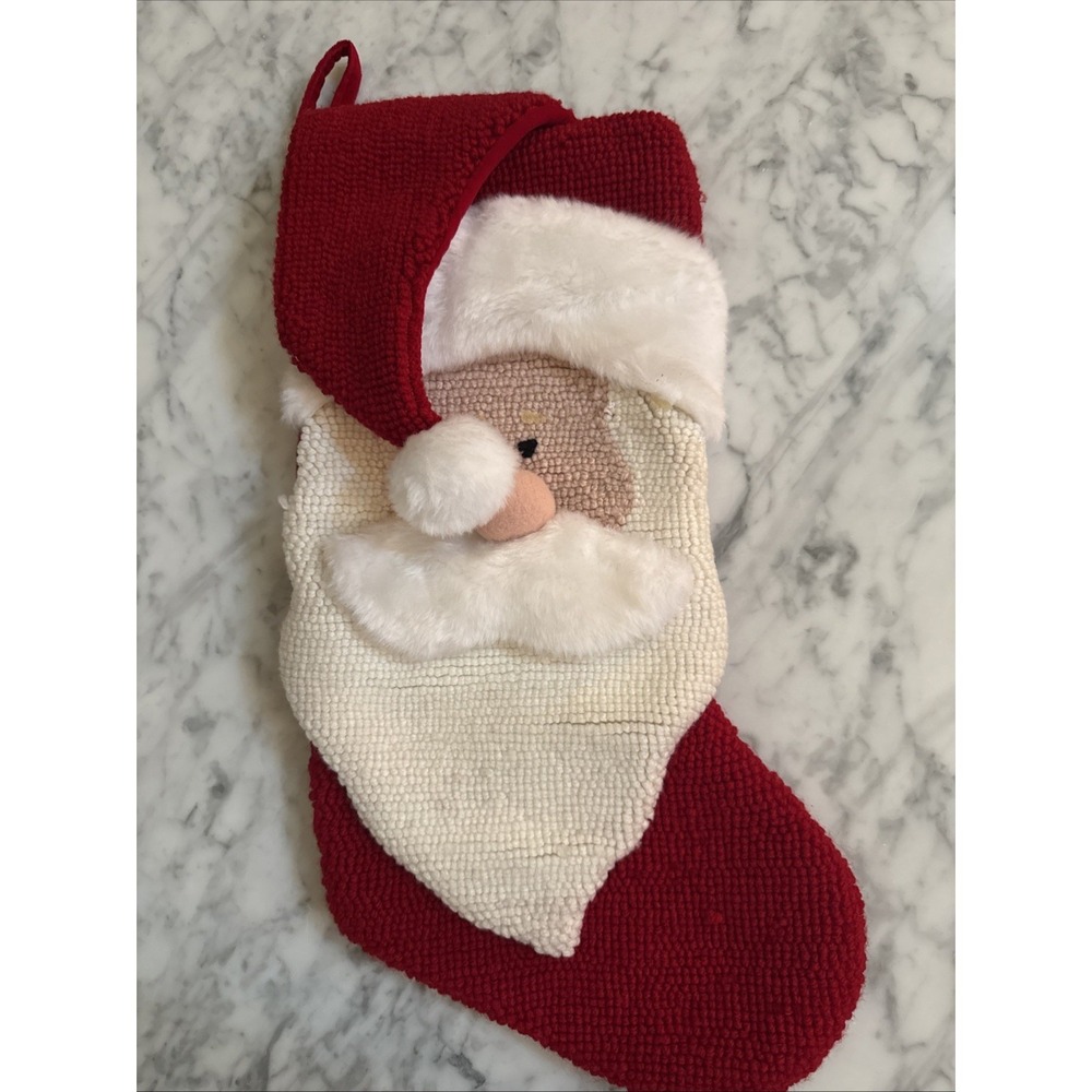 Dan Dee Collector's Choice Christmas Stocking Santa Claus Hooked Rug Texture 19"